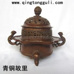大冶青銅器，仿古銅工藝品，黃石禮品，紫銅五福香爐    香爐廠家