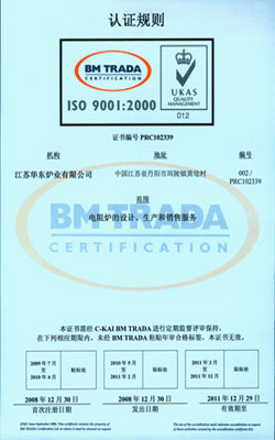 華東爐業專利證書 守信用 臺車爐