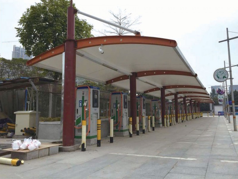 工廠電動車車棚 張拉膜小區電動自行車棚 膜結構電動車停車棚定制